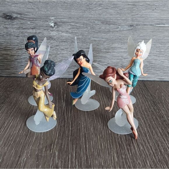 Disney Parks Pixie Hollow Fairies Collectible 5 Piece Figure Set PVC - Picture 1 of 6